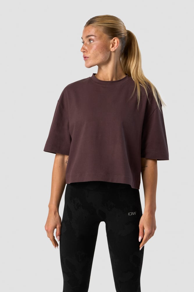 everyday cotton cropped t-shirt burgundy