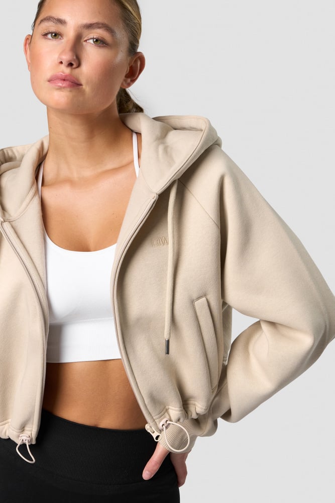 everyday cropped hoodie wmn beige