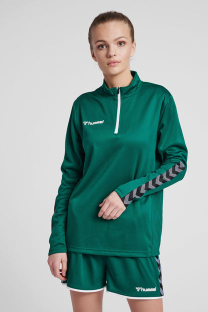 HUMMEL - Hmlauthentic Half Zip Sweatshirt Woman - Evergreen