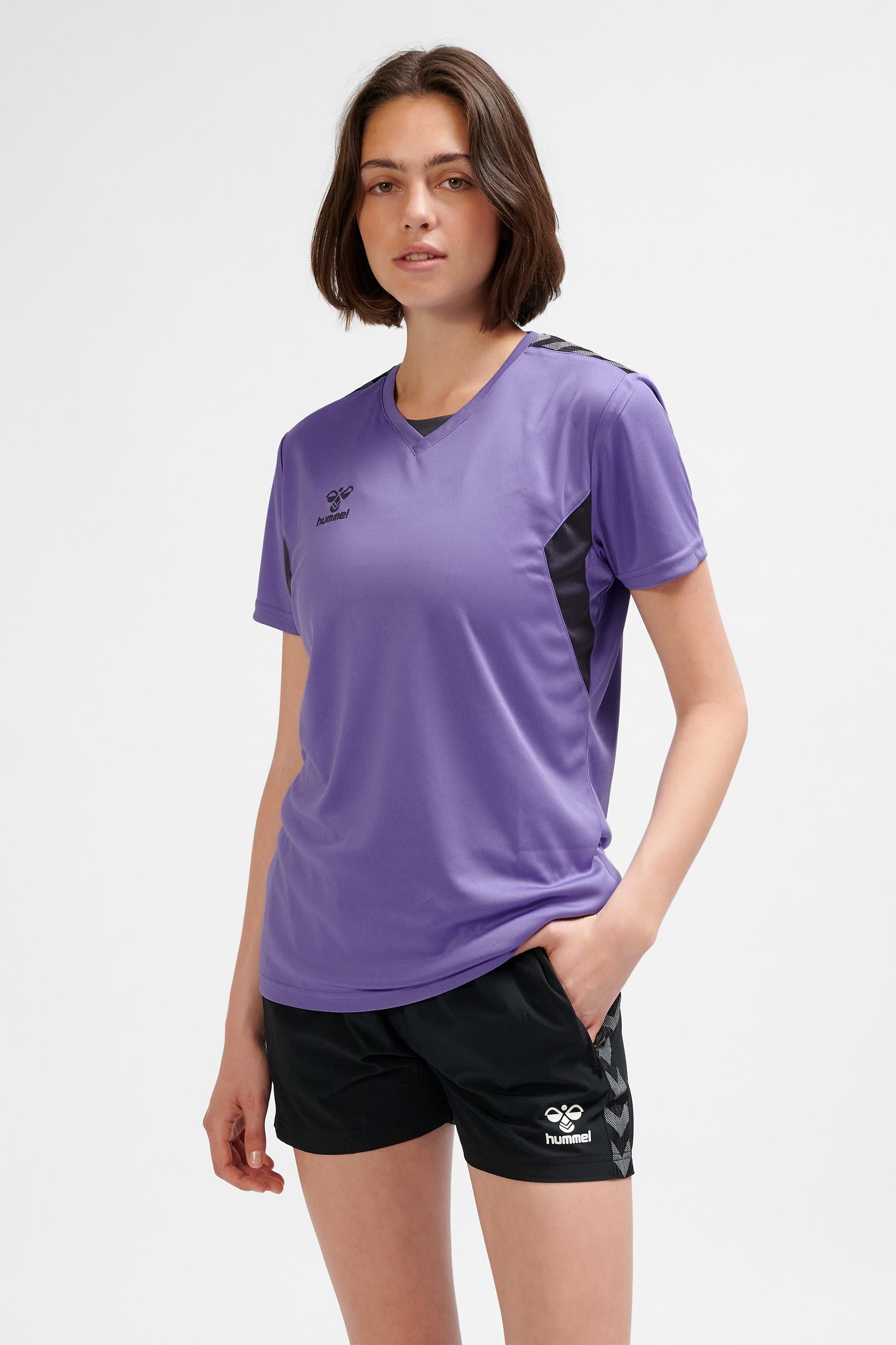 HUMMEL - Hmlauthentic Pl Jersey S/s Woman - Dahlia Purple/asphalt