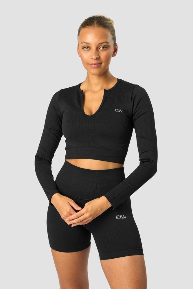 ICANIWILL - Ribbed Define Seamless Cropped Long Sleeve - Black