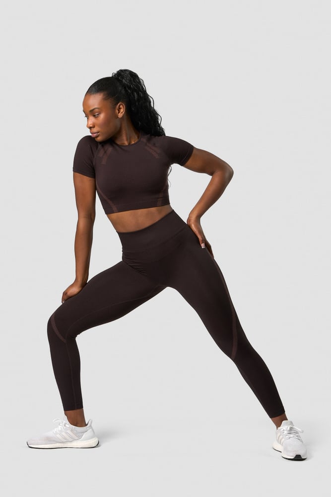 impact seamless cropped t-shirt dark brown