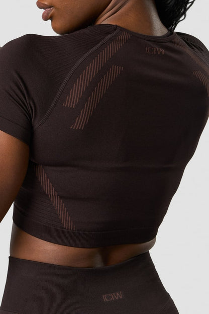 impact seamless cropped t-shirt dark brown