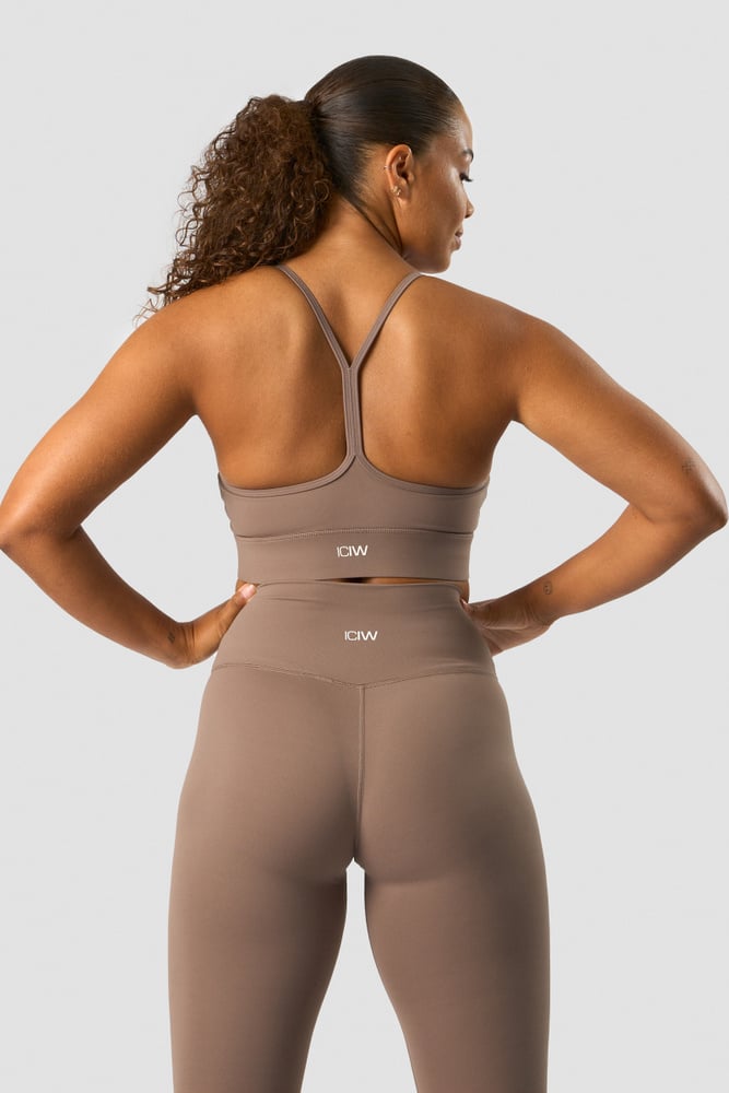 nimble strappy sports bra dusty brown