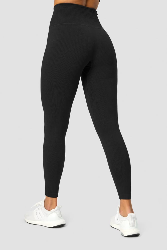 ribbed define seamless pocket tights black