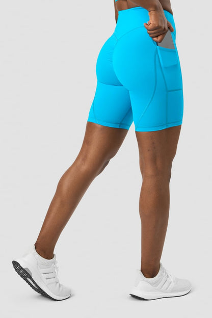 scrunch v-shape pocket biker shorts blue