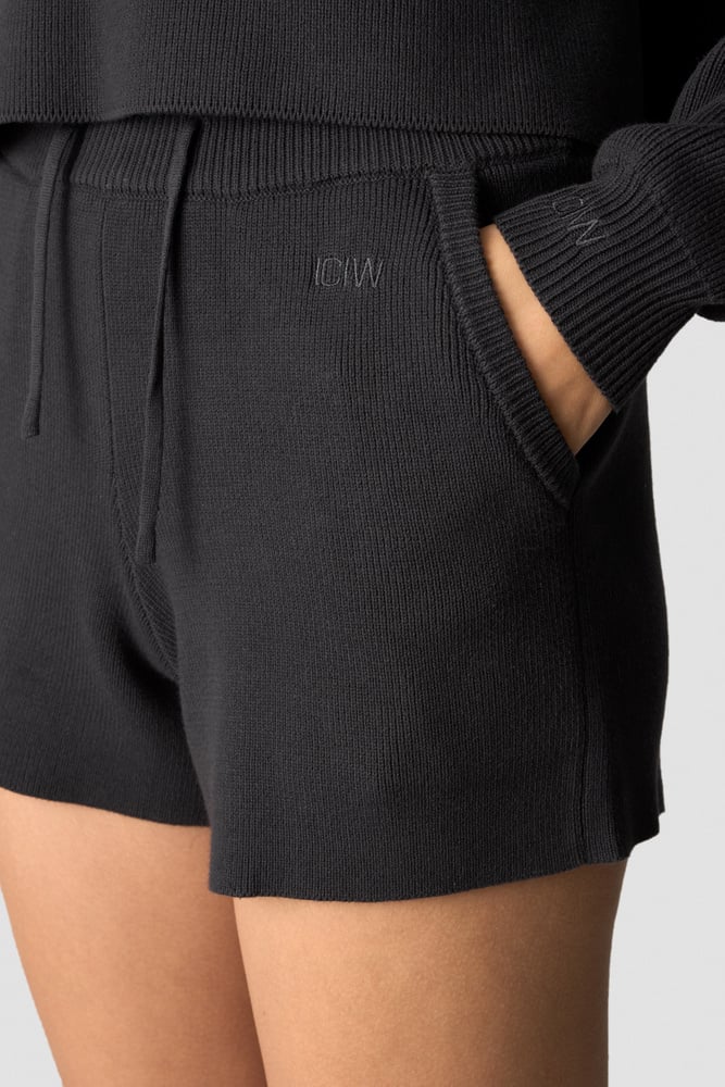 soft knit shorts dark grey