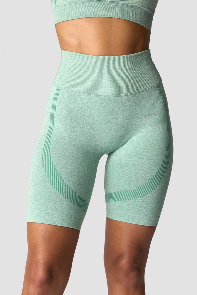 soft seamless biker shorts wmn light green melange