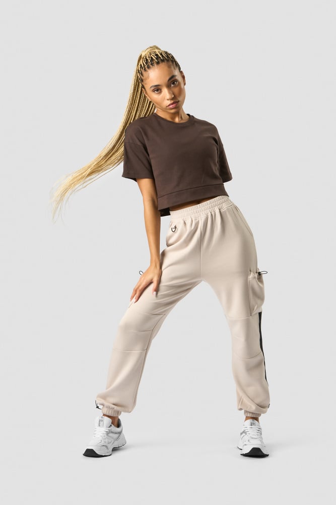 stance cropped t-shirt wmn dark brown