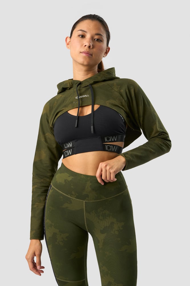 ultimate training cropped hoodie green camo