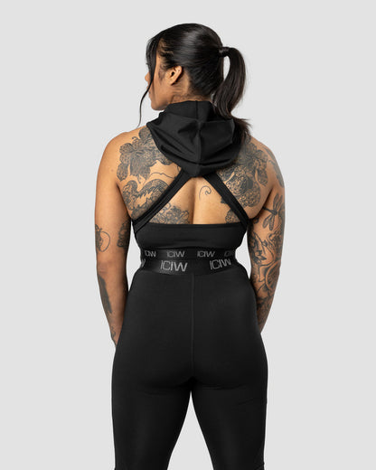 ultimate training hoodie sports bra black