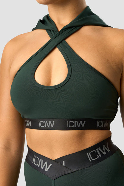 ultimate training hoodie sports bra deep green